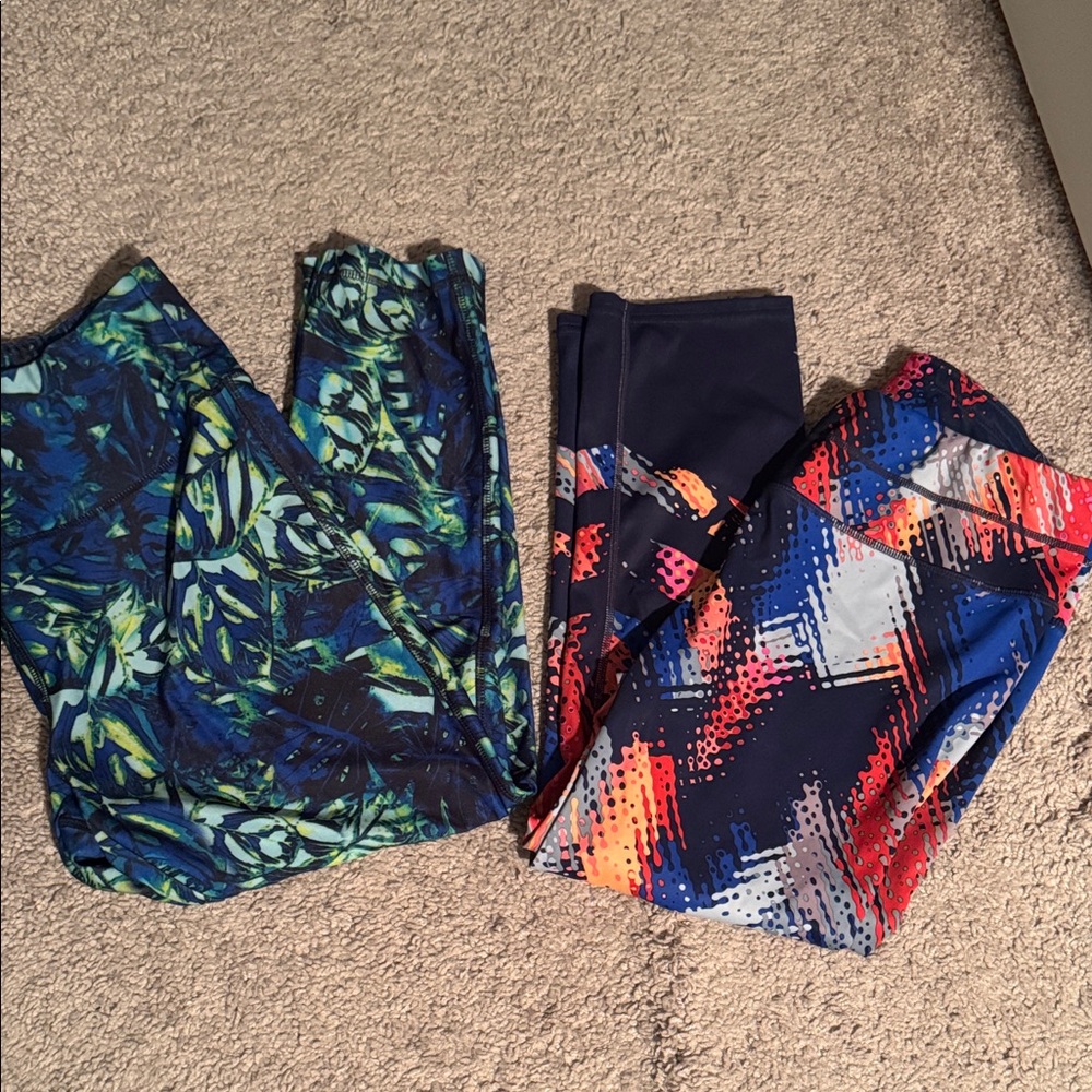 Athleta Multicolor Abstract Leggings - 2 pair